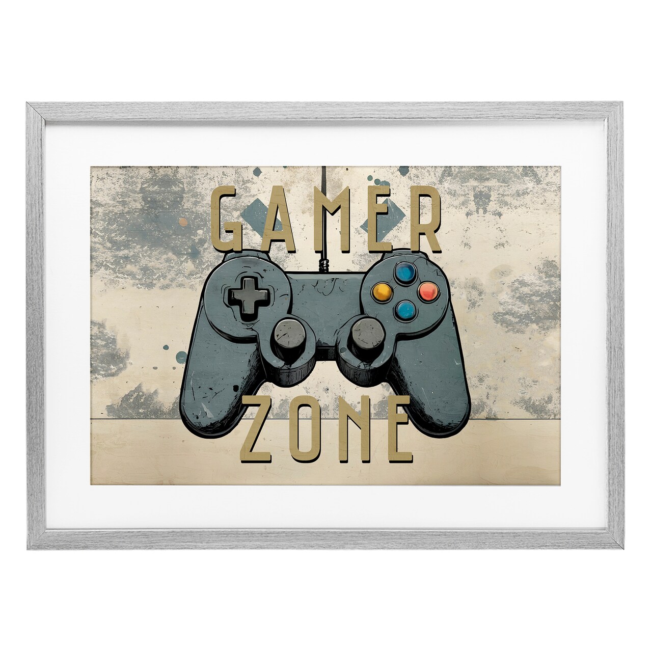 Stupell Industries Gamer Zone with Abstract Background Framed Print Under Glass, design by Kim Allen